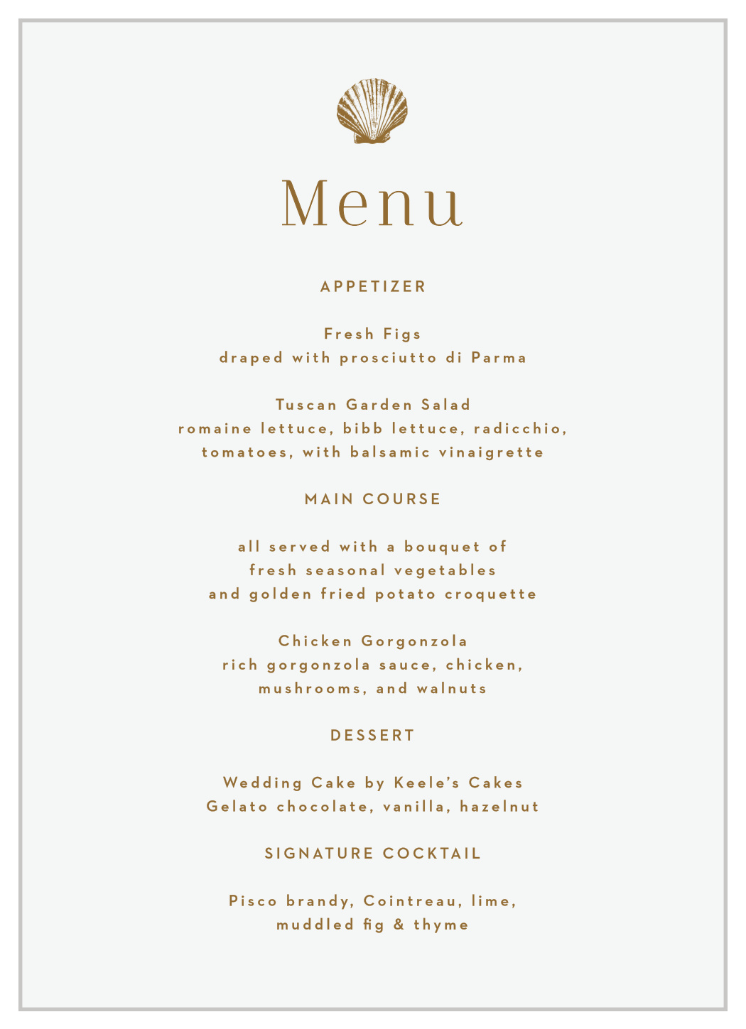 Tiny Seashell Wedding Menus