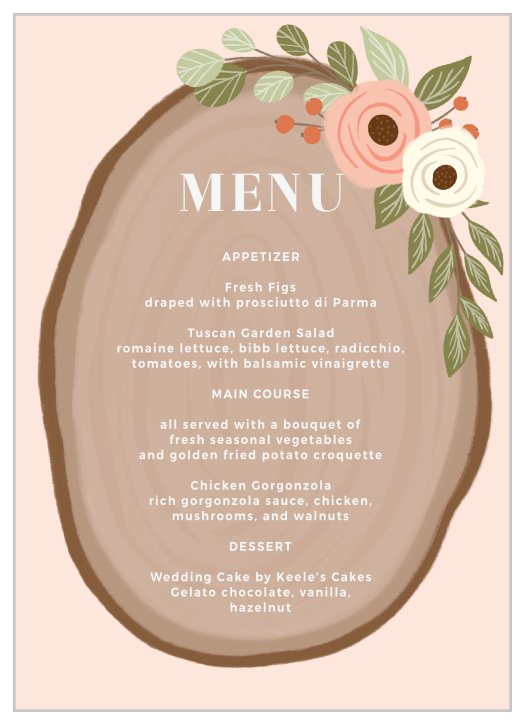 Country Chic Wedding Menus