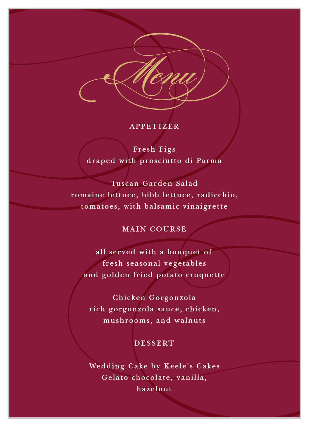 Simple Scroll Wedding Menus