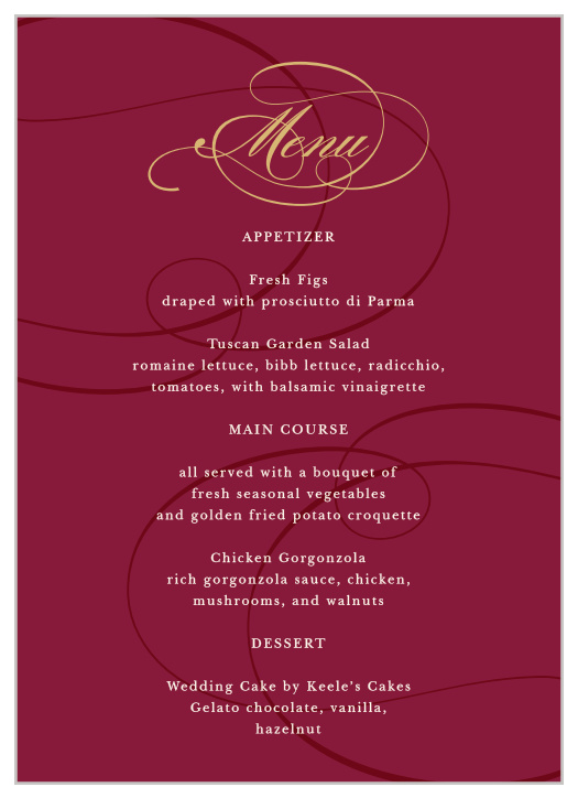 Simple Scroll Wedding Menus