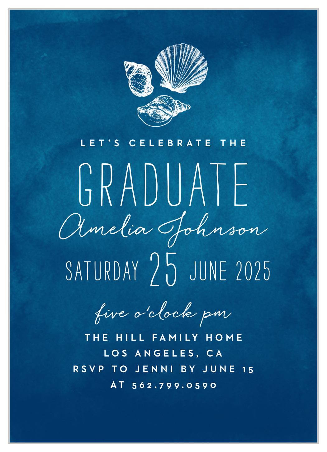 Seaside Seashells Graduation Invitations