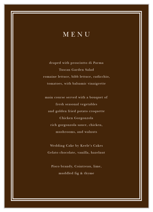 Sheer Overlay Wedding Menus
