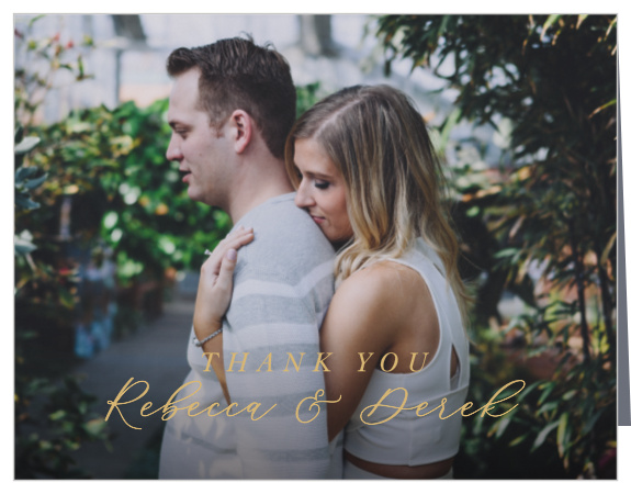 Choose a great photo of you as a couple to feature as the background on your Saturated Hills Vow Renewal Thank You Cards! 