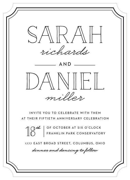 Celebrate your lasting marriage with our Ticket Frame Vow Renewal Invitations.