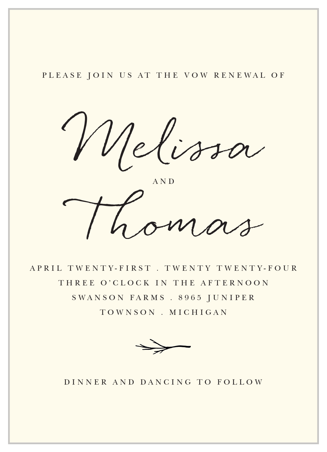 Rustic Twig Vow Renewal Invitations