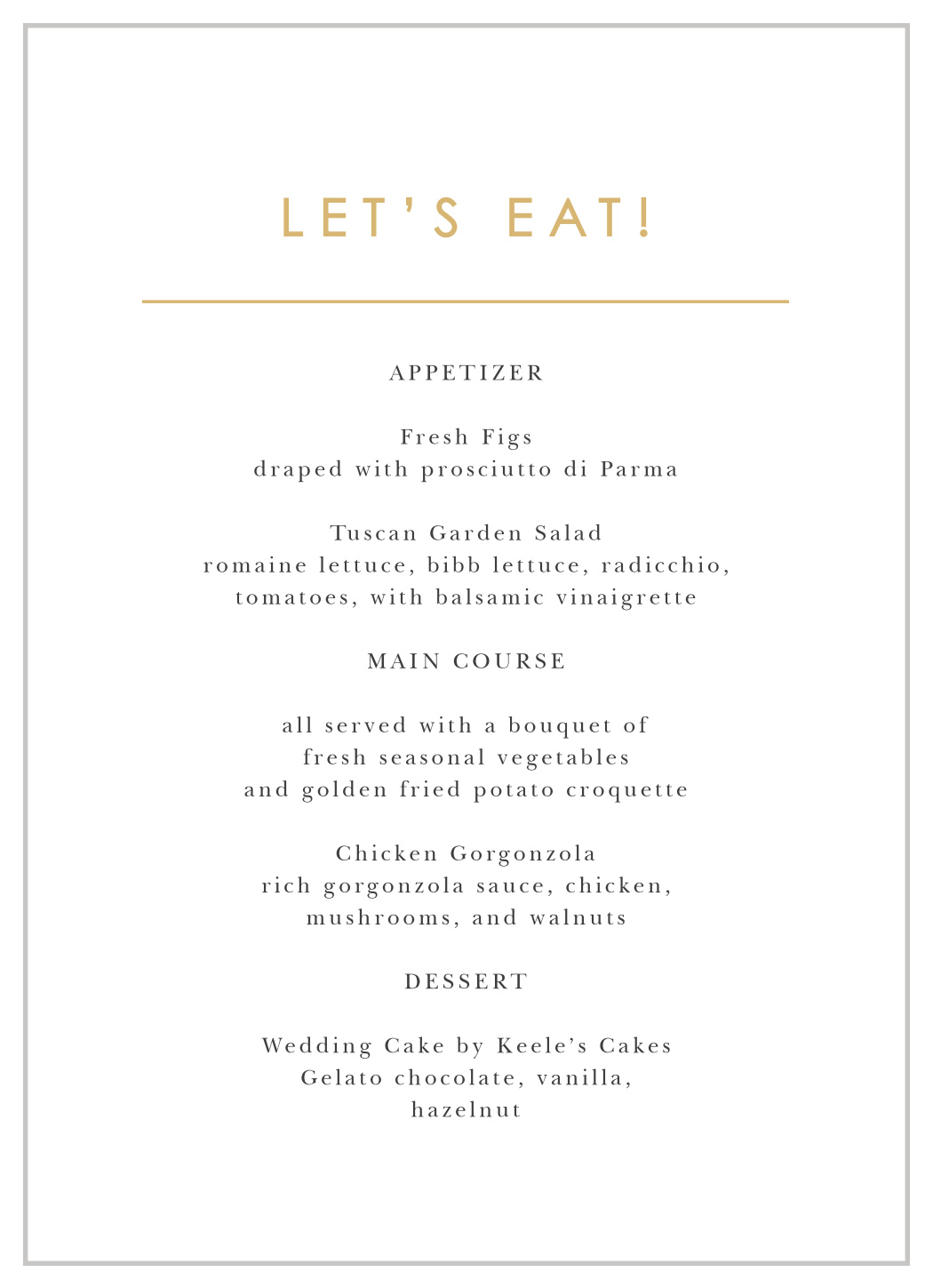 Double Hearts Wedding Menus