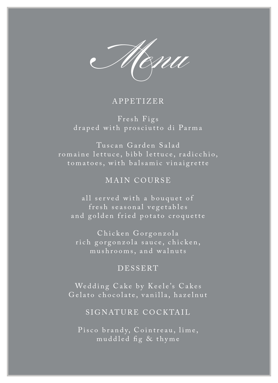 Simply Scripted Wedding Menus