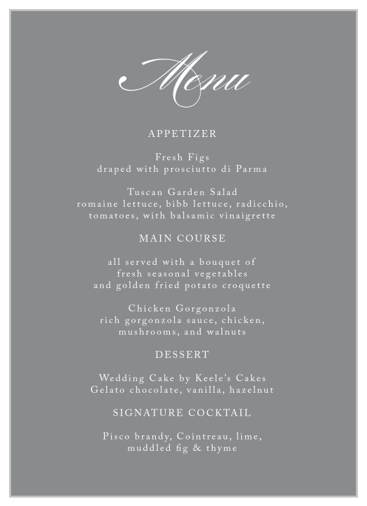 Simply Scripted Wedding Menus