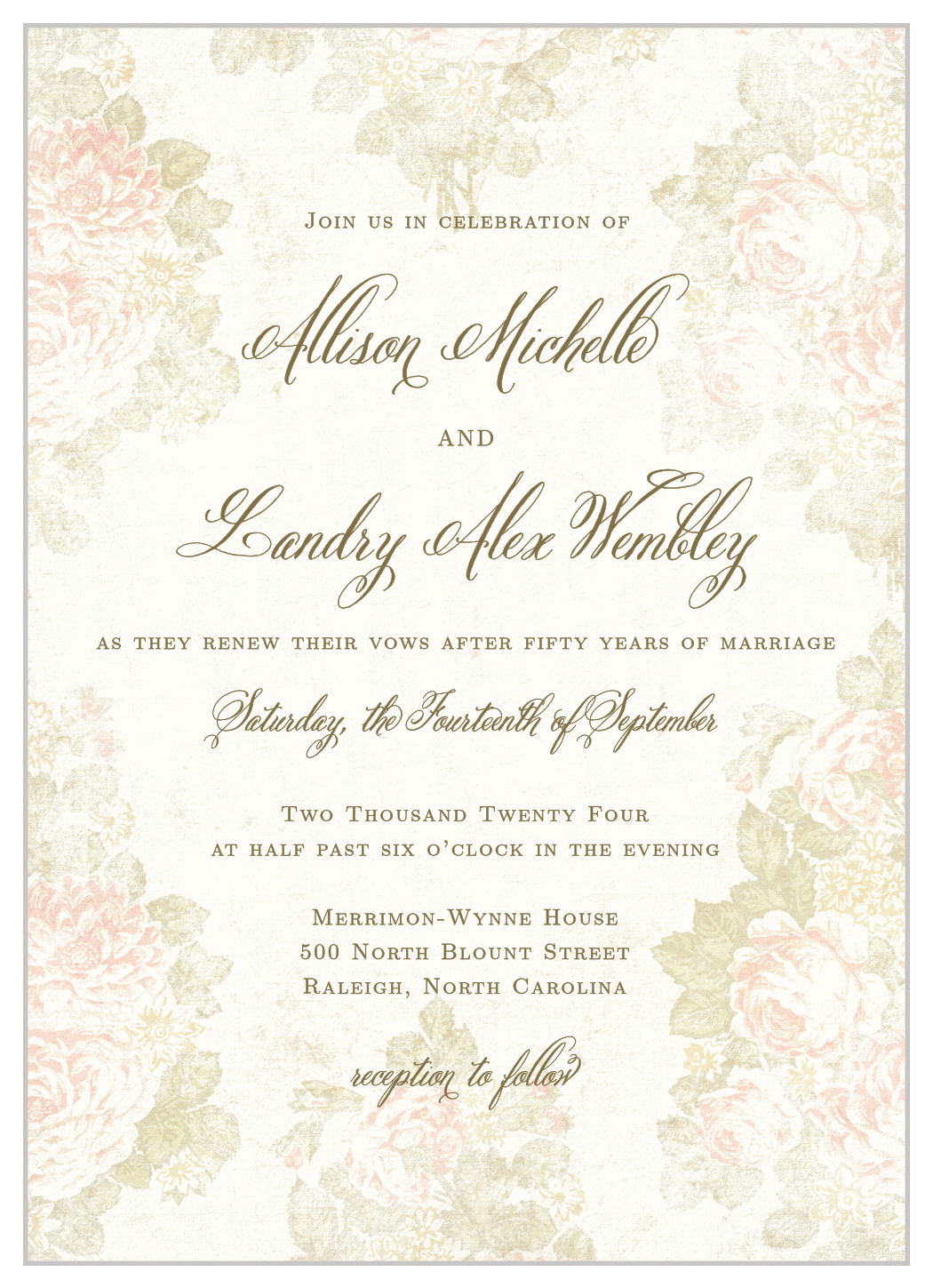 Vintage Romance Vow Renewal Invitations