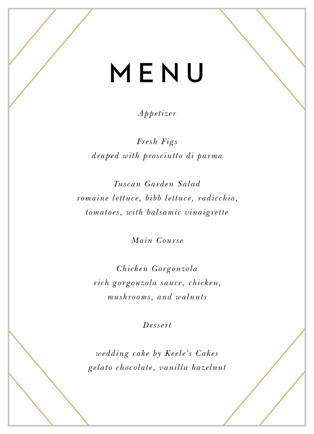 Modern Geometry Wedding Menus
