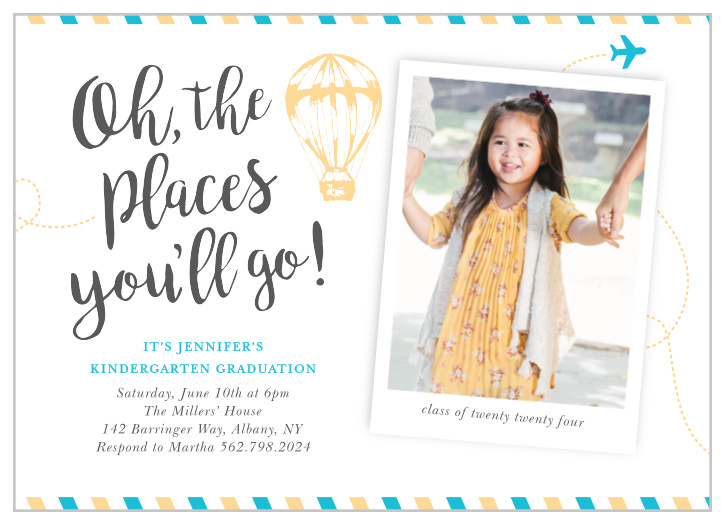 Celebrate your graduate in style with our Travel Balloon Graduation Party Invitations.