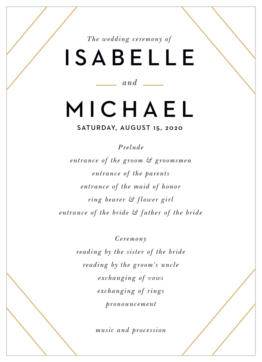 Modern Geometry Wedding Programs