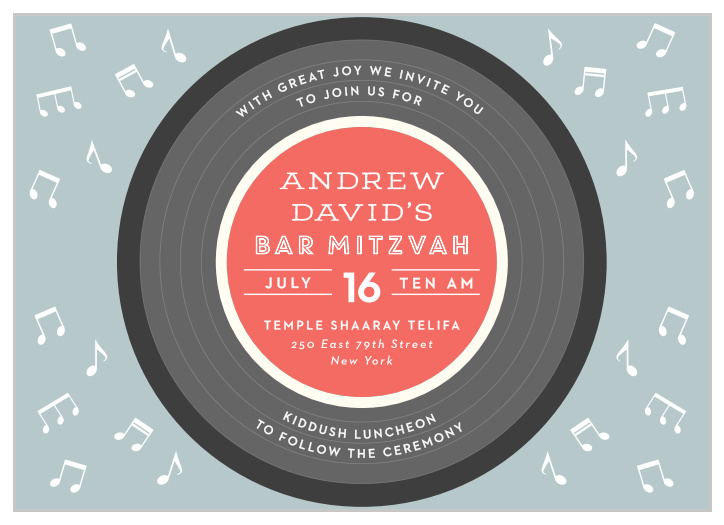 Our Retro Record Bar MItzvah Invitations are funky and fun!  