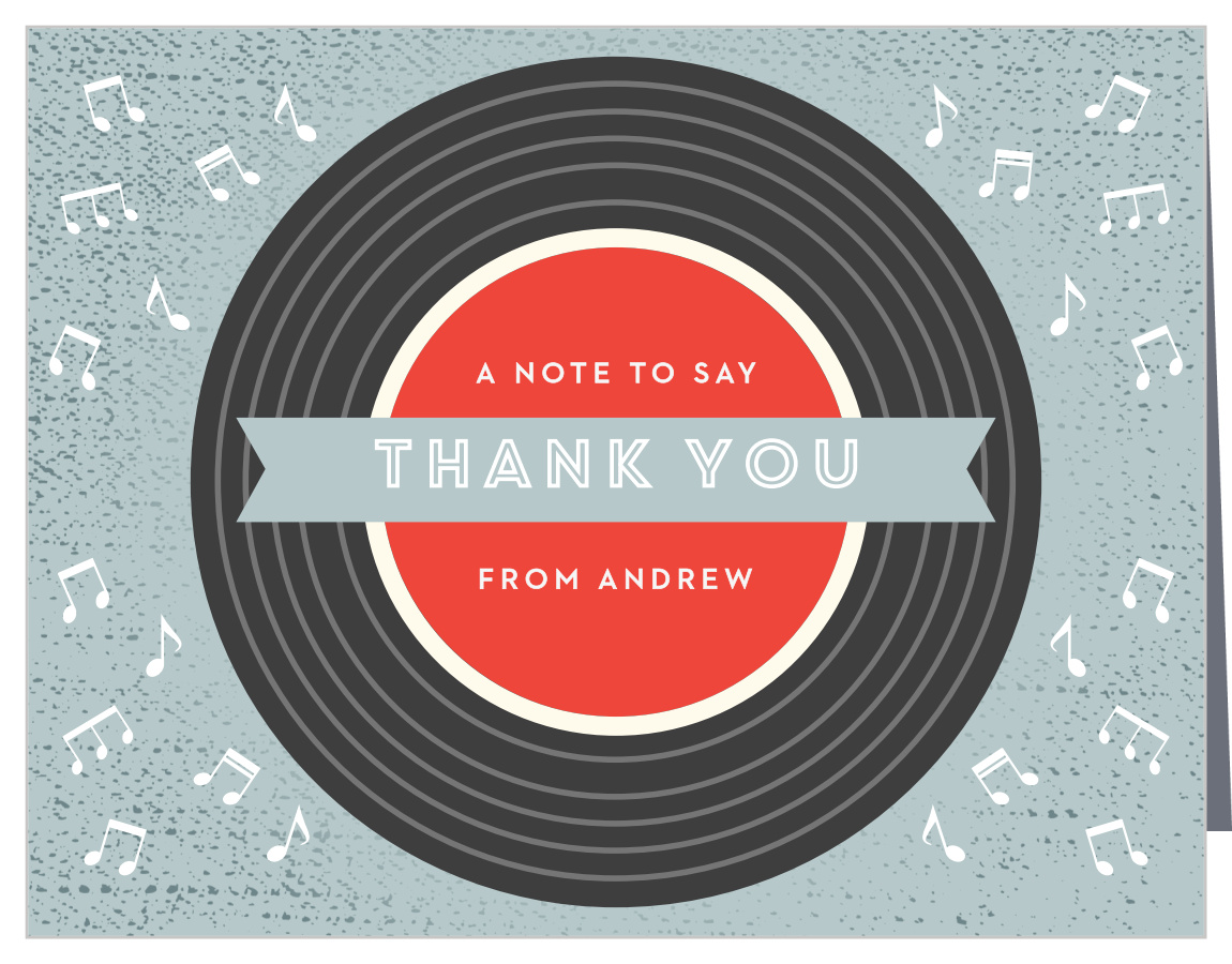 Retro Record Bar Mitzvah Thank You Cards