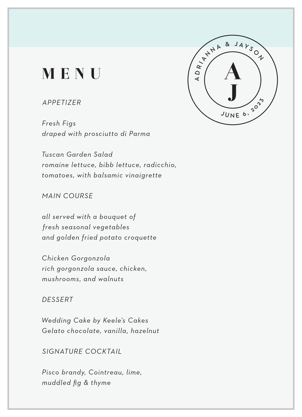 Sheer Stripe Wedding Menus