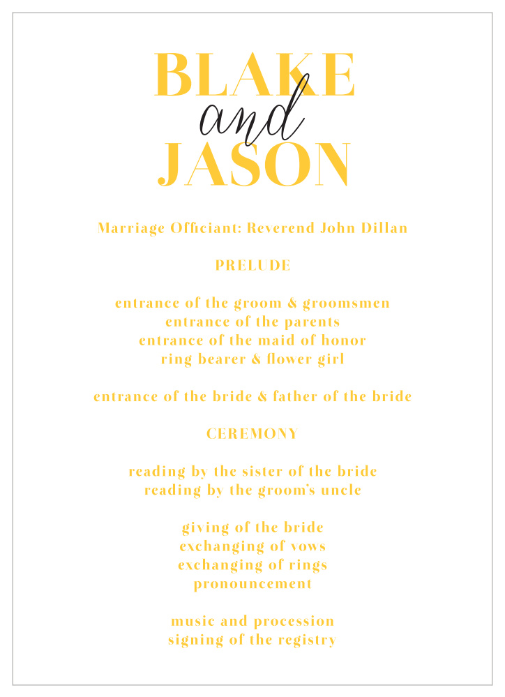 Bold Day Wedding Programs