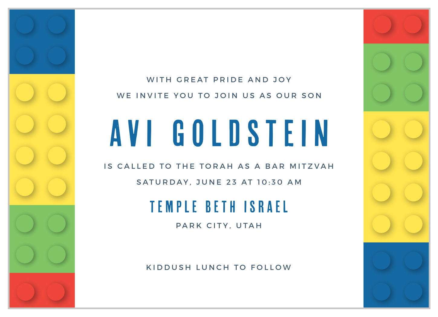 Construction Cubes Bar Mitzvah Invitations