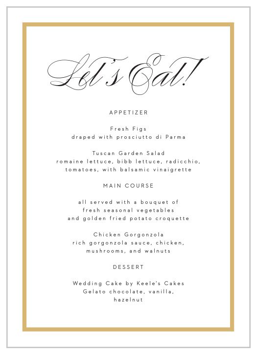 Classic Frame Wedding Menus