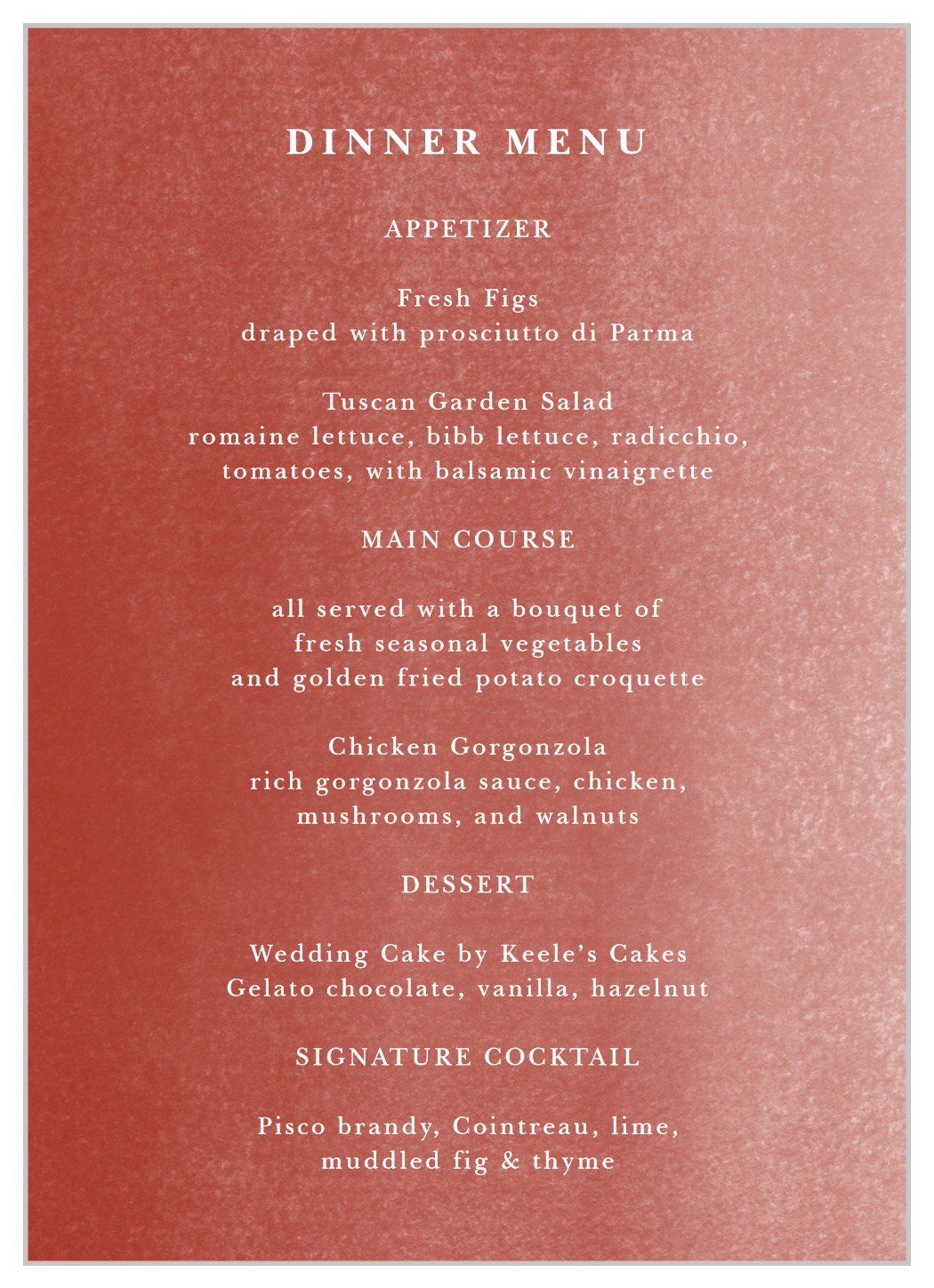 Happy Couple Wedding Menus