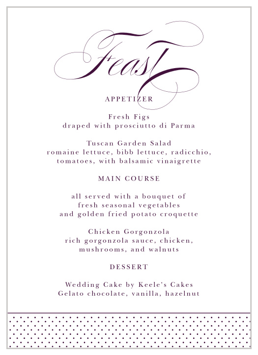 Scripted Love Wedding Menus