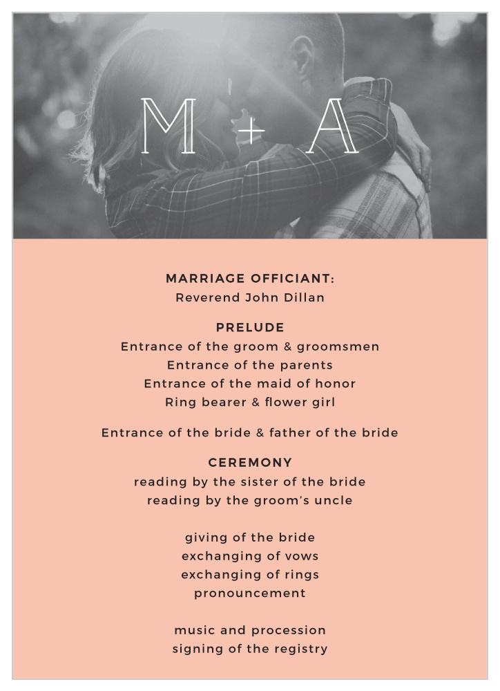 Photographic Love Wedding Programs