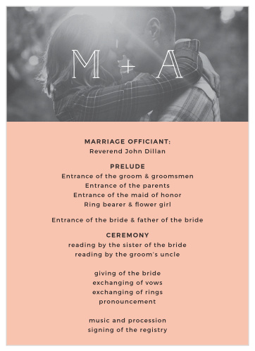 Photographic Love Wedding Programs