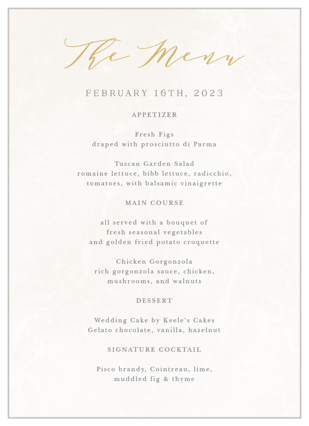 Pure Simple Lines Wedding Menus
