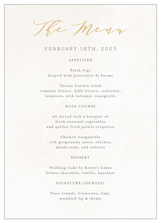 Pure Simple Lines Wedding Menus