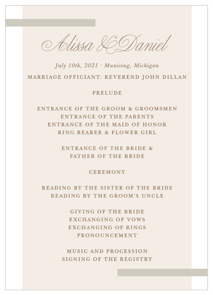 Modern Memories Wedding Programs