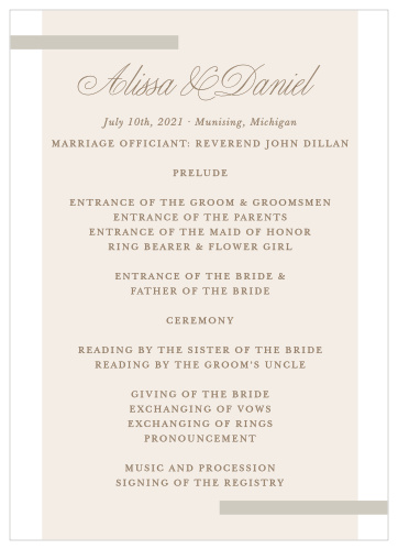 Modern Memories Wedding Programs