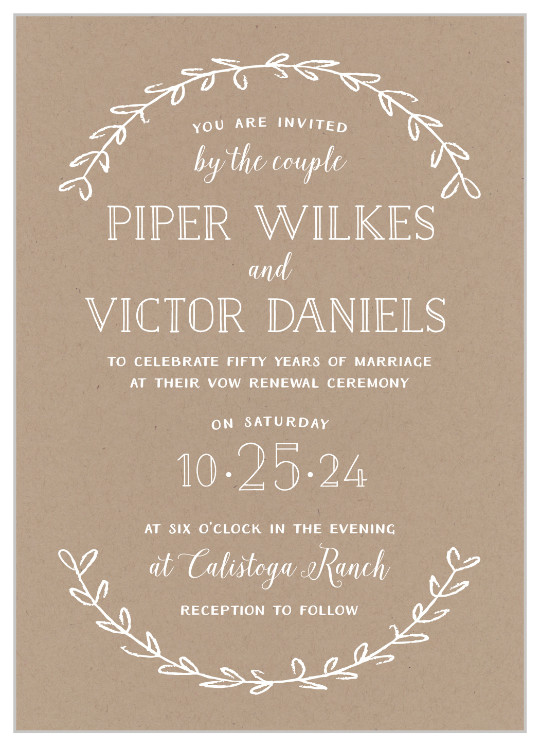 Craft Wreath Vow Renewal Invitations