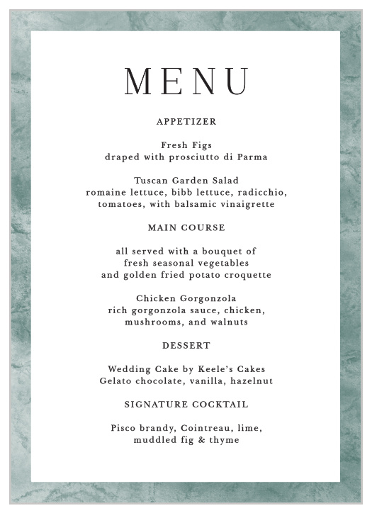 Formal Ticket Wedding Menus
