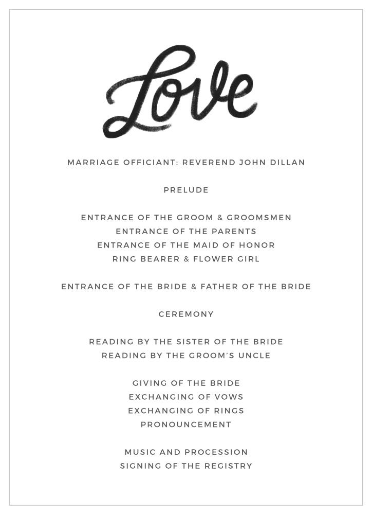 Charming Chalkboard Wedding Programs