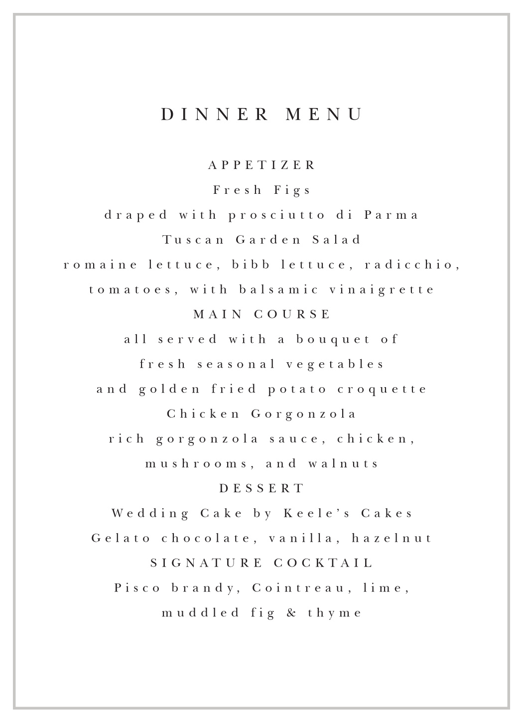 Classic Photo Wedding Menus