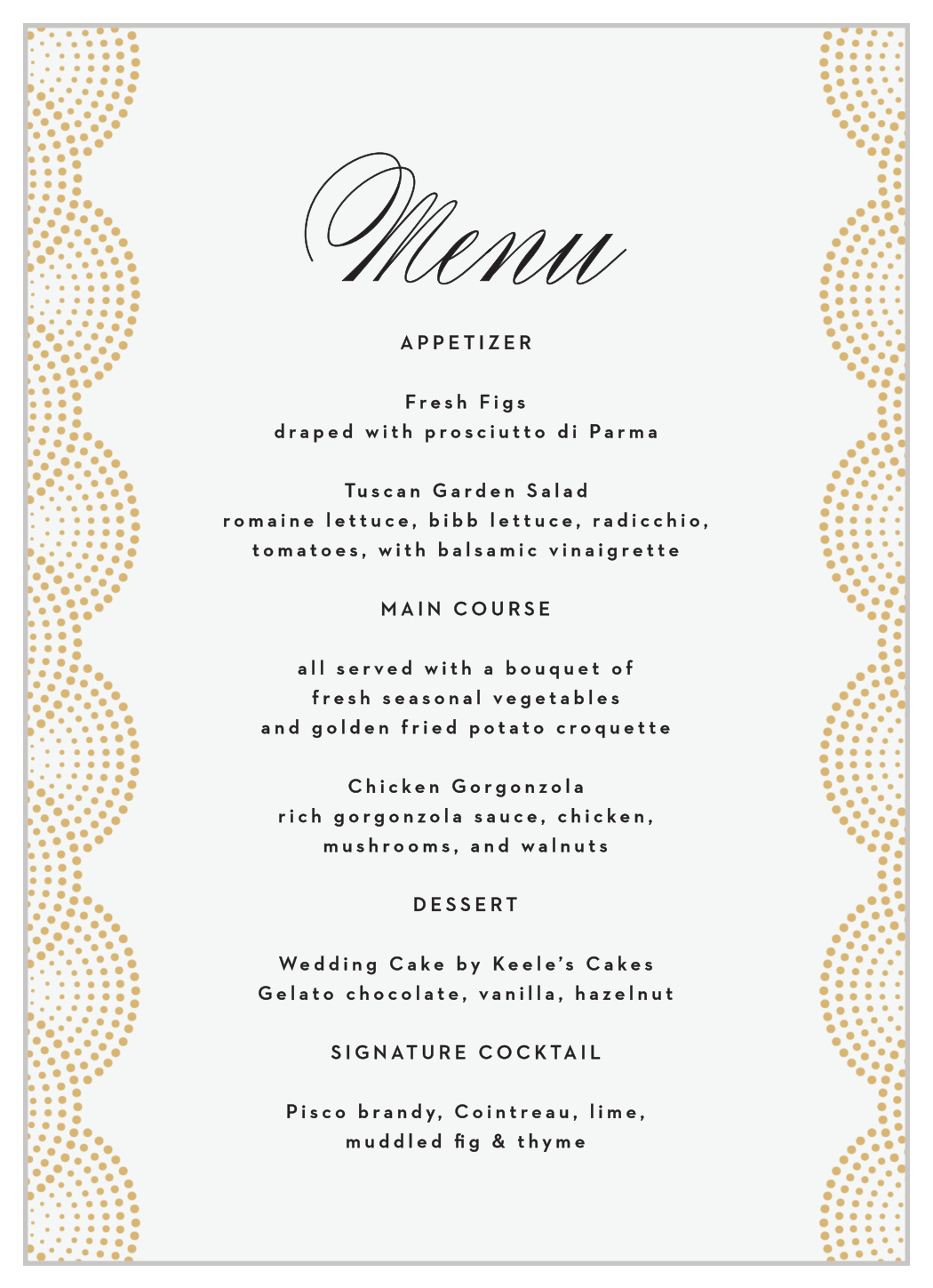 Dotted Devotion Wedding Menus
