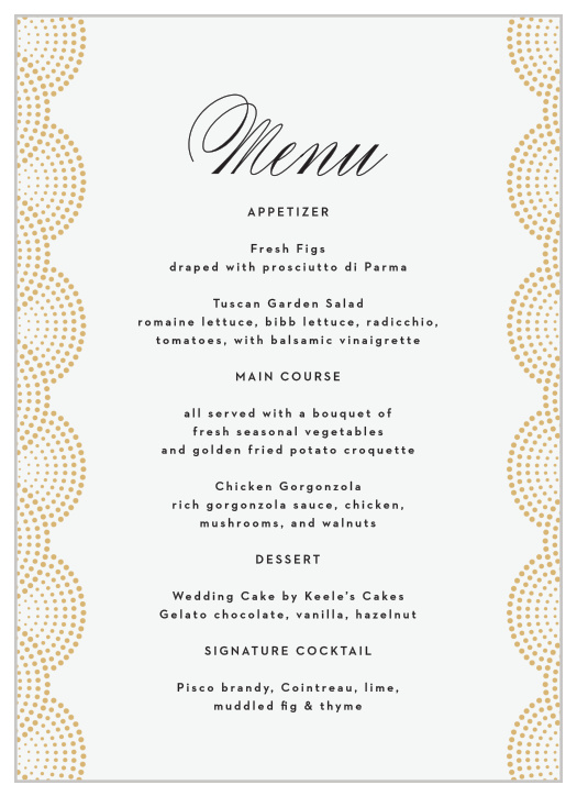 Dotted Devotion Wedding Menus