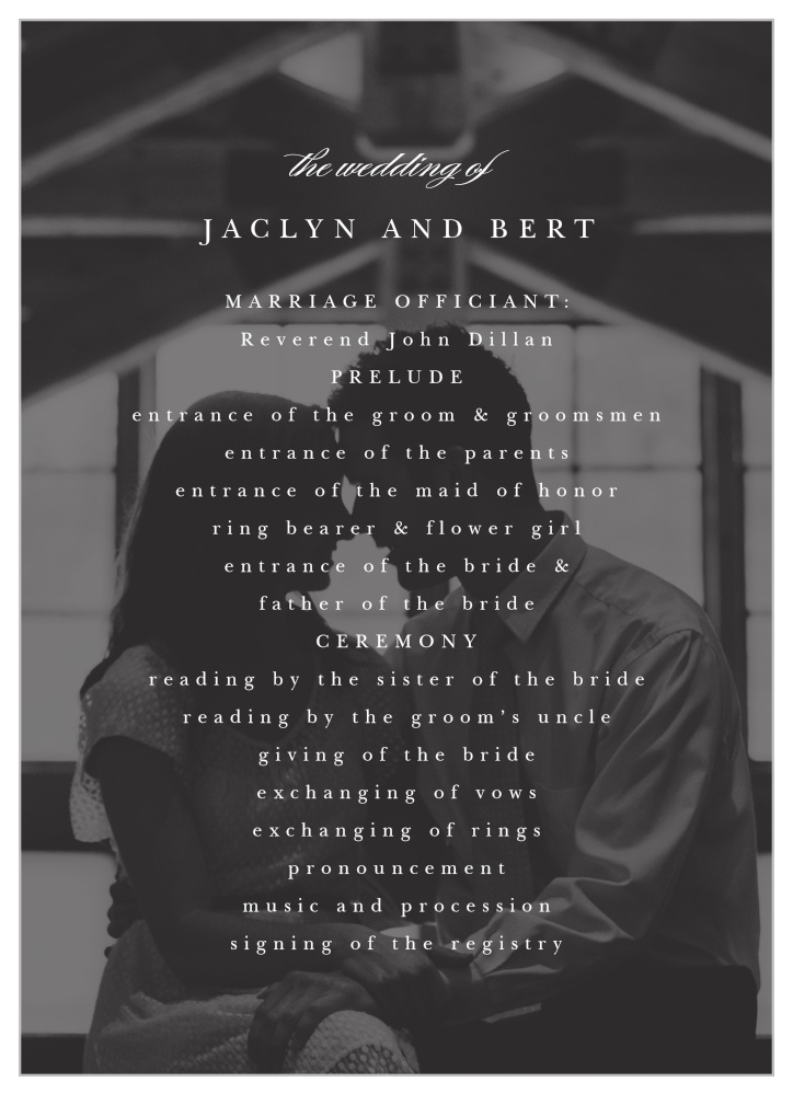 Classic Photo Wedding Programs