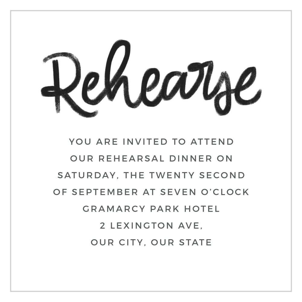 Charming Chalkboard Rehearsal Cards