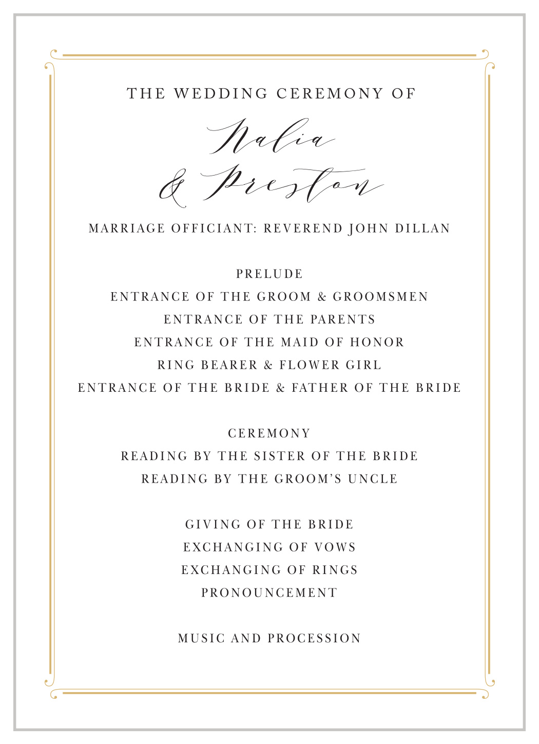 Country Estate Wedding Programs