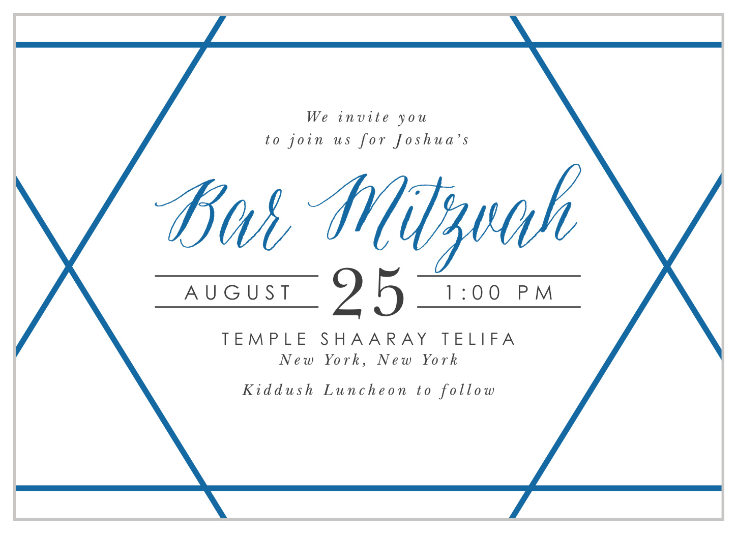 Navy Star Bar Mitzvah Invitations