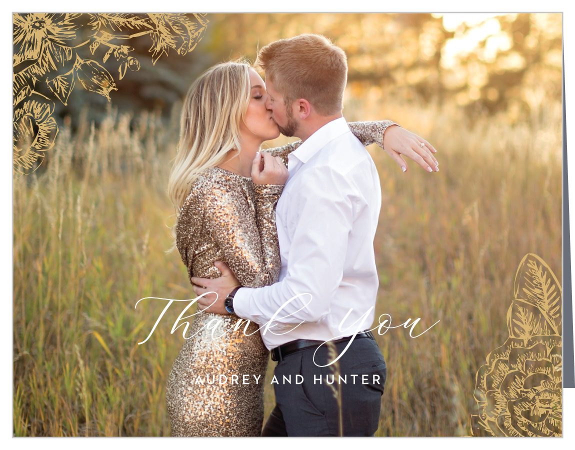 Gilded Wildflowers Vow Renewal Thank You Cards