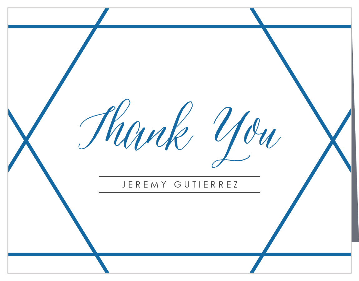 Navy Star Bar Mitzvah Thank You Cards