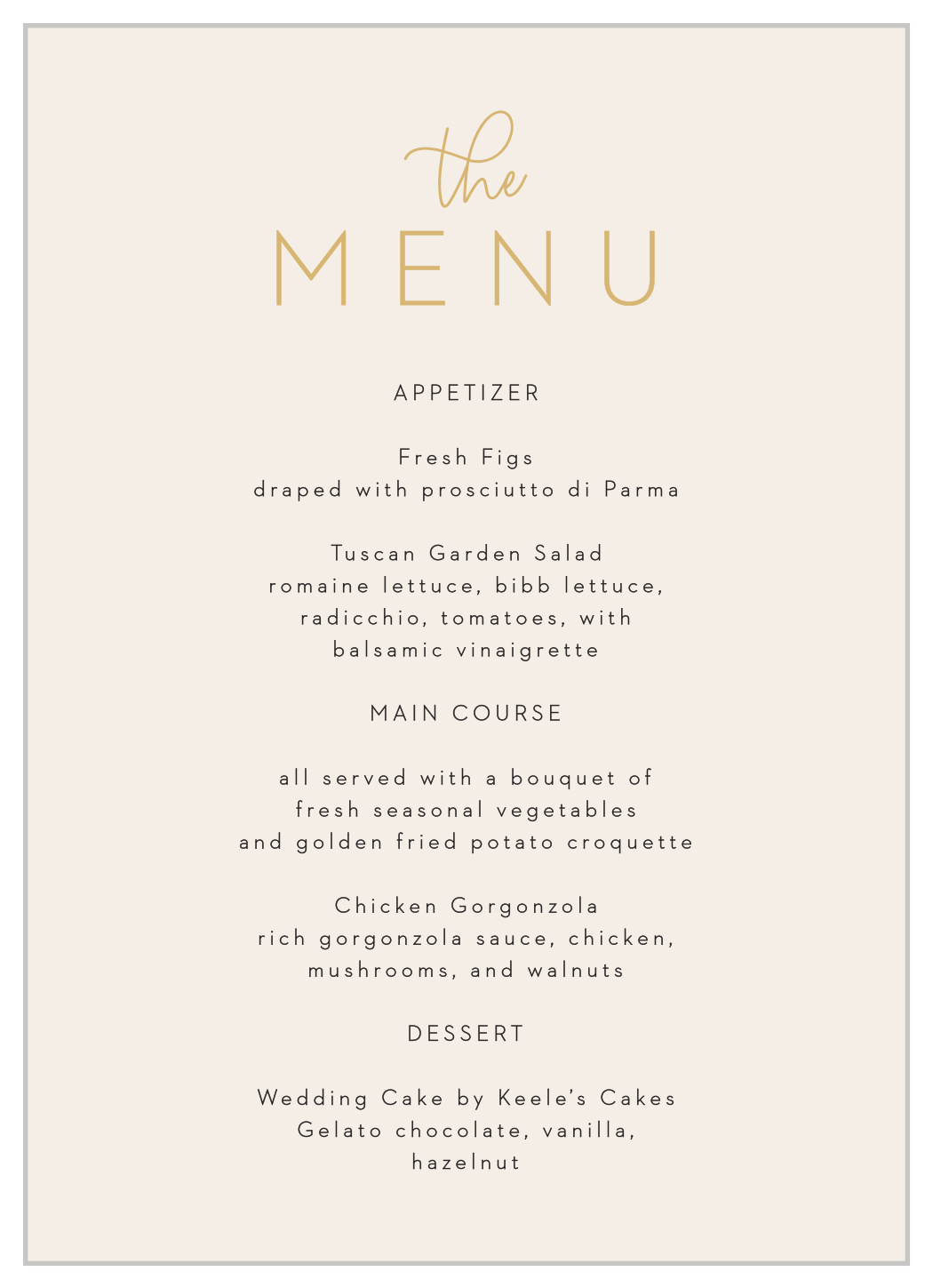 Now & Forever Wedding Menus