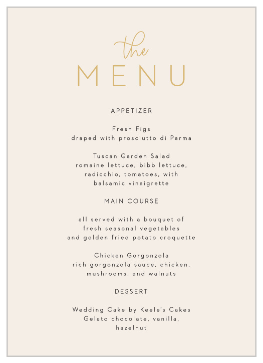 Now & Forever Wedding Menus