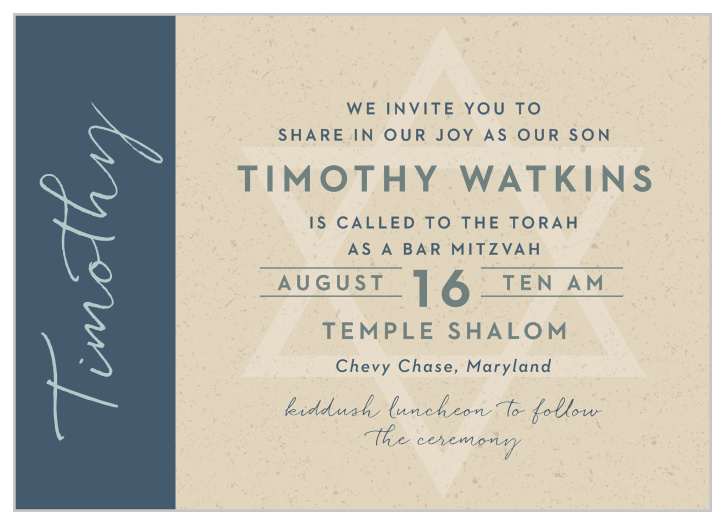 Our Kraft Star Bar Mitzvah Invitations have a lot of beautiful, memorable touches! 