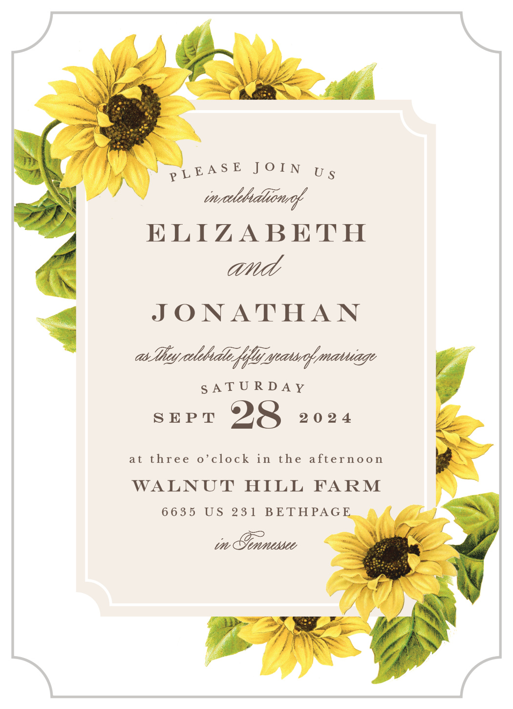 Burgeoning Frame Vow Renewal Invitations