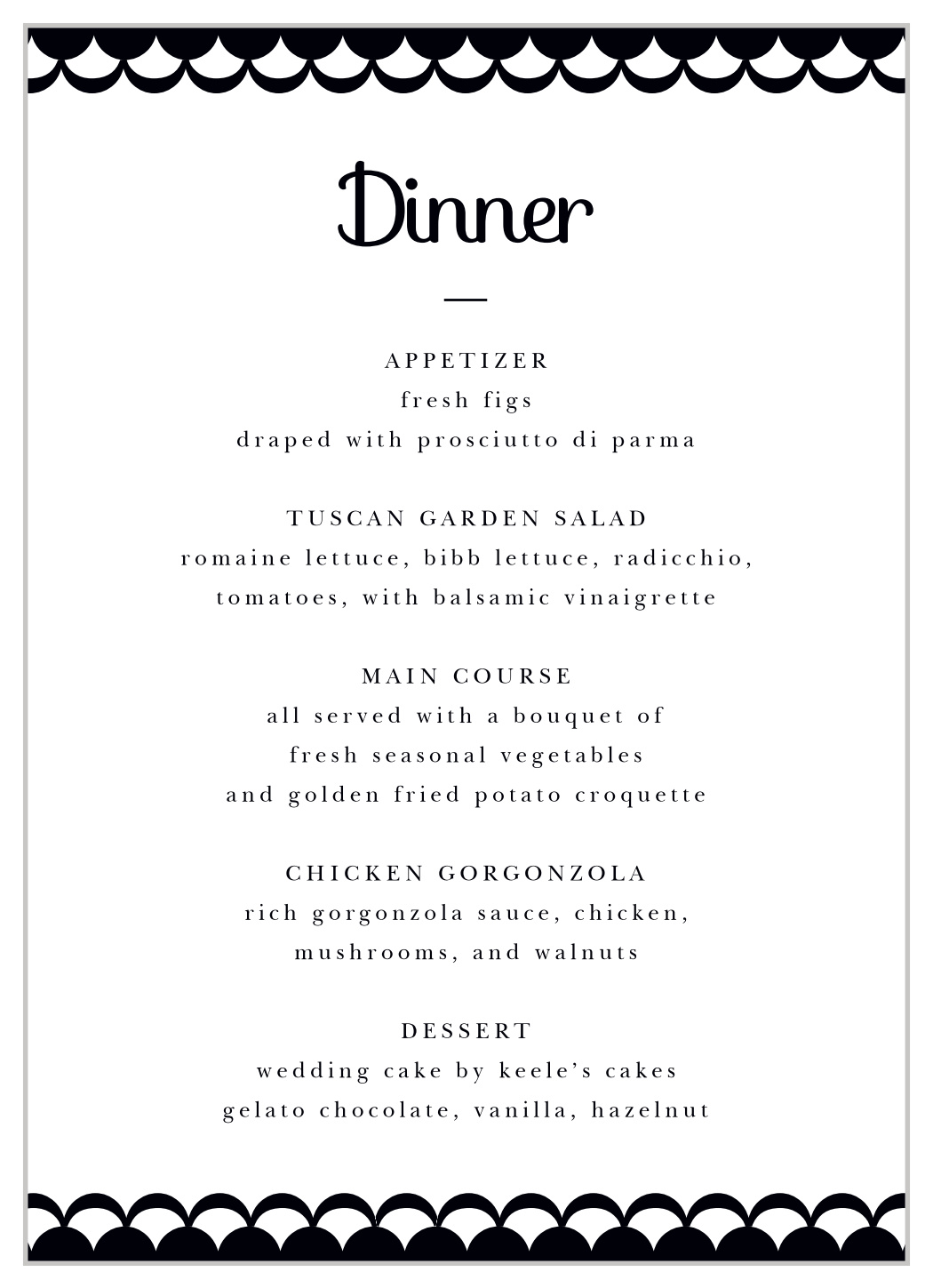 Luxe Type Wedding Menus
