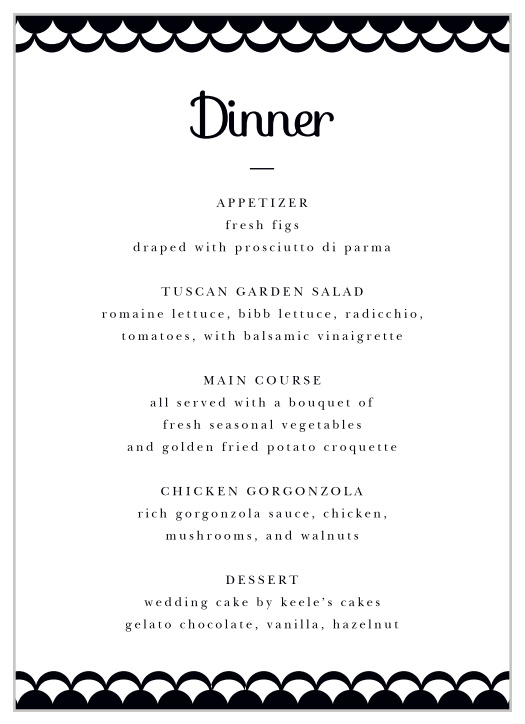 Luxe Type Wedding Menus