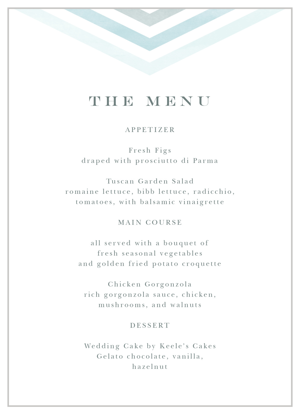 Chevron Arrow Wedding Menus