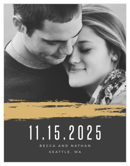Our Gilded Strokes Save-the-Date Magnets are perfect for those who are looking for elegant, minimalist beauty for their wedding. 